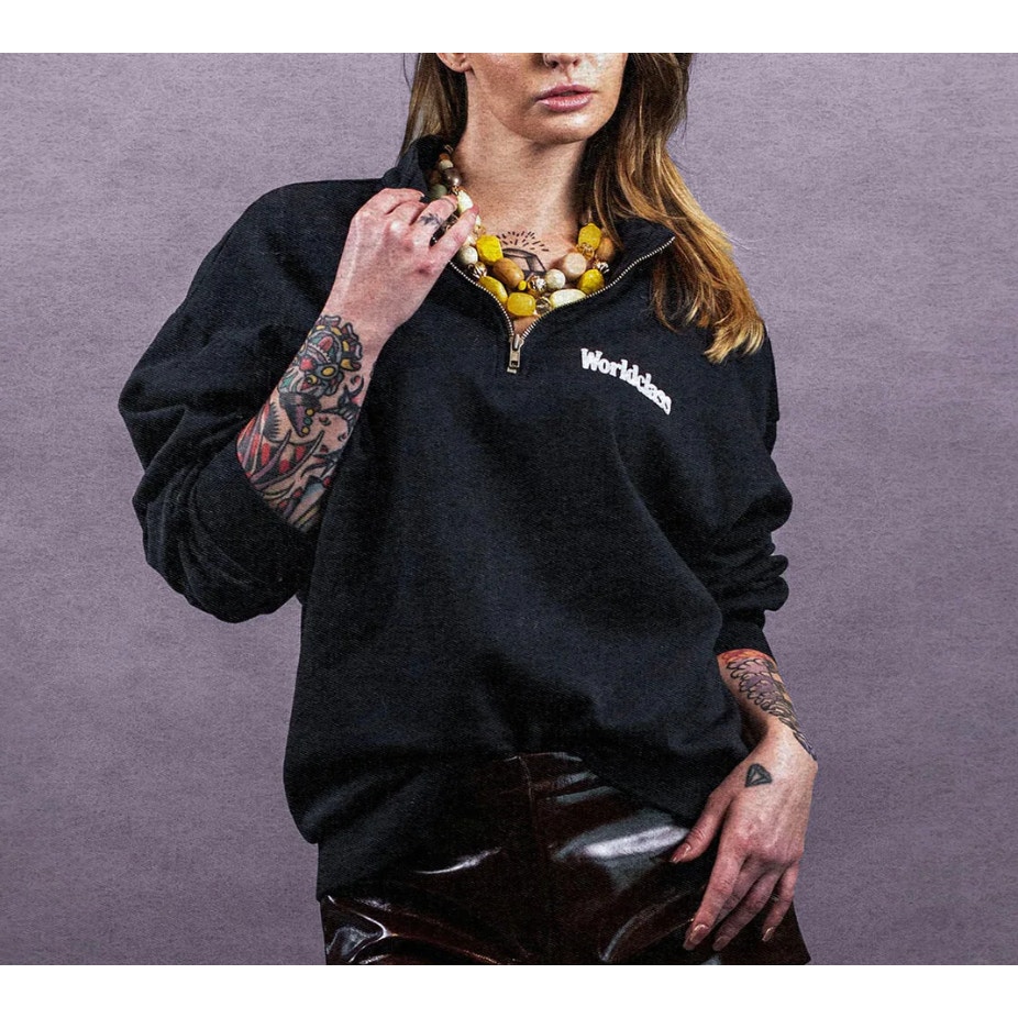 Worldclass Unisex Signature Quarter Zip Sweatshirt Size M
